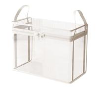 Stuffed Storage PVC Organizer Bag Doll Storage Container, Dustproof Box with Carrying Handle, Large Clear Thick Plastic Storage Box with Hinged Lid, For Clothes, Moving & Storage (White, L)