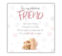 Stuffed With Love Friend Birthday Card Teddies Hugging and Poem, 6 x 6 inches