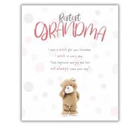 Stuffed With Love Grandma Birthday Card Long-Eared Teddy Waving With Poem, 6 x 7 inches
