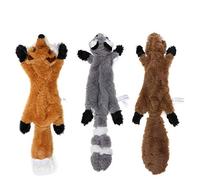 Stuffingless Dog Toy, Stuffing Free Dog Chew Toys Set with Squirrel Raccoon and Fox Squeaky Plush Dog Toys for Small and Medium Dogs - 3 Packs, 46cm