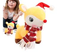 Stuffy Christmas Reindeer | 7 Inch Christmas Elk Plush Toy, Huggable Elk Plush Toy, Soft Plush Elk Christmas Hat with Scarf for Home Decor inv