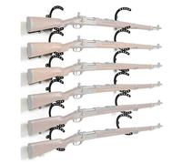Stuffygreenus 27" x 4" Rustic Gun Rack Wall Mount 6 Pair Metal Western Gun Holder Hook Decorative Black Wall Display Rack for Bows Gear Hunting Accessories Barn Entryway Cabin Decor