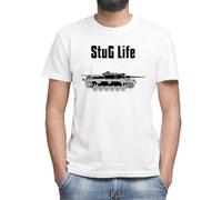 Stug Life Military History Visualized Men's Classic Grey T-Shirt Crew Neck Short Sleeves, white, L