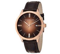 Stuhrling Original Classic Cuvette II Men's Quartz Watch with Brown Dial Analogue Display and Brown Leather Strap 490.3345K14