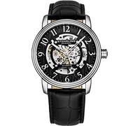 Stuhrling Original Mens Automatic Watch Skeleton Stainless Steel Self Winding Mechanical Dress Watch with Premium Leather Band Legacy Collection