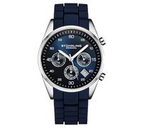 Men's Tempo Chronograph Watch 42mm Case, Silicone Strap, Date Water Resistant 4059 STÜHRLING Original Blue One Size