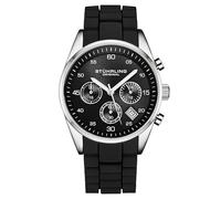 Men's Tempo Chronograph Watch 42mm Case, Silicone Strap, Date Water Resistant 4059 STÜHRLING Original Black One Size