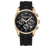 Men's Tempo Chronograph Watch 42mm Case, Silicone Strap, Date Water Resistant 4059 STÜHRLING Original Metallic Gold One Size