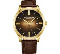 Stuhrling Original Men's Quartz Watch with Brown Dial Analogue Display and Brown Leather Strap 490.3335K31