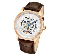 Stuhrling Original Men's Skeleton Dial Watch with Leather Strap, Black