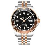 Stuhrling Original Mens Stainless Steel Jubilee Bracelet GMT Watch - Swiss Quartz, Dual Time, Quickset Date with Screw Down Crown, Water Resistant up to 10 ATM