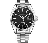 Stuhrling Original Men's Symphony Regent Coronet Stainless Steel Bracelet Watch, Black, Quartz Watch