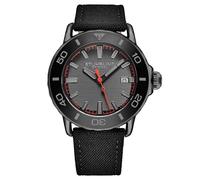 Stuhrling Original Men's Voyager Watch Nylon Strap Water Resistant Quartz 44mm, Black