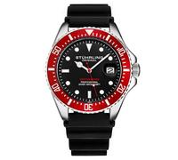 Stuhrling Original Men's Watch Dive Watch Silver 42 MM Case with Screw Down Crown Rubber Strap Water Resistant to 330 FT