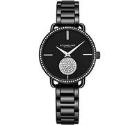Stuhrling Original Womens Watch Krystal Diamond Analog Watch Dial and Bezel, Stainless Steel Bracelet 3909 Watches for Women Collection (Black)
