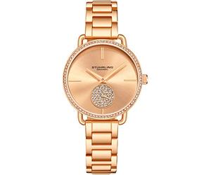 Stuhrling Original Womens Watch Krystal Diamond Analog Watch Dial and Bezel, Stainless Steel Bracelet 3909 Watches for Women Collection (Rose Gold)
