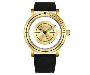 STUHRLING Sniper 3915 Quartz Watch 42mm Case Classic Aviator with Rubber Strap, Silver