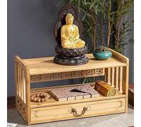 STUIJKVSZ Bamboo Altar Meditation Table, Spiritual Table with Drawer Storage,Prayers Divination Worship Personal Space Relax Buddhist Tea Table(2-Layer 16.5in(42cm), Natural)