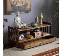 STUIJKVSZ Bamboo Altar Meditation Table, Spiritual Table with Drawer Storage,Prayers Divination Worship Personal Space Relax Buddhist Tea Table(2-Layer 20.5in(52cm), Walnut)