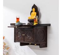 STUIJKVSZ Bamboo Prayer Buddhist Niche Incense Table,Wall-Mounted Buddha Statue Altar Table,Placing Cabinets for Wealth Gods,Home solid wood wall-mounted cabinet(50x30x34.5cm/19.7x11.8x13.6in)
