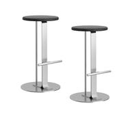 STUIJKVSZ Counter Height Bar s Set of 2, Modern Backless Bar Chairs Solid Wood Bars with Metal Base and Footrest, Round for Kitchen Island/Dining Room/Pub/Cafe(Set of 2, Silver C)