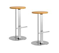 STUIJKVSZ Counter Height Bar s Set of 2, Modern Backless Bar Chairs Solid Wood Bars with Metal Base and Footrest, Round for Kitchen Island/Dining Room/Pub/Cafe(Set of 2, Silver A)