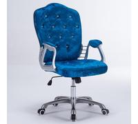 STUIJKVSZ Home Office Chair Ergonomic Computer Chair Swivel Task Chair with Padded Armrests, Adjustable Height, Study Executive Chair Button Tufted Desk Chair for Women Adults(20x19x40inch, Blue A)