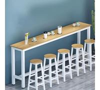 STUIJKVSZ Modern Wooden Bar Table,Wood Rectangle Counter Height Pub High Top Tables,Multi-Functional Narrow Sofa Console Table with Metal Legs,for Breakfast Kitchen Island Dining Table-Table Only