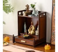STUIJKVSZ New Chinese Solid Wood Wall-Mounted Buddhist Shrine,Desktop/Wall-Mounted Buddha Statue Stand with Door,Buddha Shrine Altar Table(Desktop Without Door)