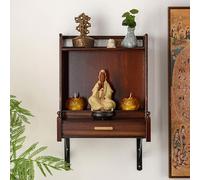 STUIJKVSZ New Chinese Solid Wood Wall-Mounted Buddhist Shrine,Desktop/Wall-Mounted Buddha Statue Stand with Door,Buddha Shrine Altar Table(Wall-Mounted Without Door)