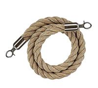STUIJKVSZ Queue Barrier Rope with Metal Hooks, Braided Hemp for Divider, Safety Barrier1/2/4M Crowd Control Stanchion 2-12Ft, Twisted Ropes Line Barrier(Silver,4.9ft/150c