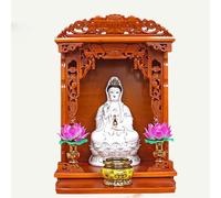 STUIJKVSZ Small Buddhist Niches,Meditation Altar Table,Buddhist Niches for Household Use,Placing Cabinets Wealth Gods,Bamboo Prayer Niche Incense Table(Rosewood color,42x52cm/16.5x20.5in)