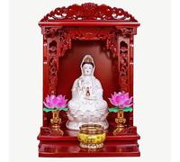 STUIJKVSZ Small Buddhist Niches,Meditation Altar Table,Buddhist Niches for Household Use,Placing Cabinets Wealth Gods,Bamboo Prayer Niche Incense Table(Mahogany color,50x64cm/19.7x25.2in)