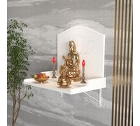 STUIJKVSZ Solid Wood Buddha Altar Shelf Wall Mounted Table with Lotus Carving & Metal Brackets, Buddhist Shrine for Home Meditation Prayer(White,56x40x50cm/22x15.7x19.7in)