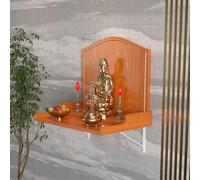 STUIJKVSZ Solid Wood Buddha Altar Shelf Wall Mounted Table with Lotus Carving & Metal Brackets, Buddhist Shrine for Home Meditation Prayer(Yellow B,43x40x42cm/16.9x15.7x16.5in)