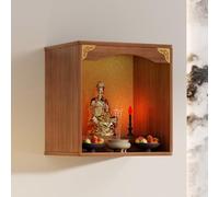 STUIJKVSZ Wall-Mounted Buddha Statue Stand Shrine Altar Table,Wall Mounted Chinese Personal Niches Meditation Table(Oak,50x40x60cm/19.7x15.7x23.6in)