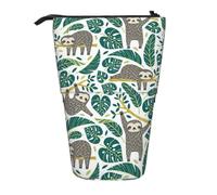 stujvc Adorable Sloth Print Expandable Organizer Bag, Telescopic Pencil Case, with Adjustable Strap Portable Storage