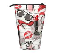 stujvc Cosmetic Lipstick Perfume Art Print Expandable Organizer Bag, Telescopic Pencil Case, with Adjustable Strap Portable Storage