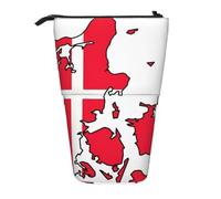 stujvc Danish Flag Map Print Expandable Organizer Bag, Telescopic Pencil Case, with Adjustable Strap Portable Storage