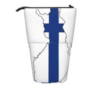 stujvc Finnish Flag Map Print Expandable Organizer Bag, Telescopic Pencil Case, with Adjustable Strap Portable Storage