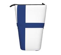 stujvc Finnish Flag Print Expandable Organizer Bag, Telescopic Pencil Case, with Adjustable Strap Portable Storage