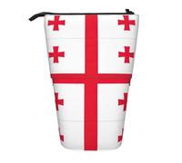 stujvc Flag of Georgia Print Expandable Organizer Bag, Telescopic Pencil Case, with Adjustable Strap Portable Storage