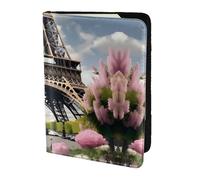 stujvc Flower Paris Eiffel Tower Print Passport Holder, Leather Passport Cover, Travel Wallet Fits Credit Cards and Card
