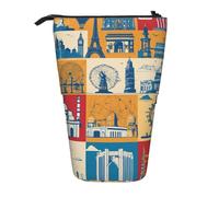 stujvc I Love London Print Expandable Organizer Bag, Telescopic Pencil Case, with Adjustable Strap Portable Storage