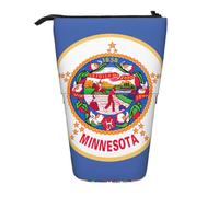 stujvc Minnesota State Flag Print Expandable Organizer Bag, Telescopic Pencil Case, with Adjustable Strap Portable Storage