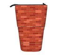 stujvc red Brick Wall Texture Print Expandable Organizer Bag, Telescopic Pencil Case, with Adjustable Strap Portable Storage