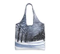 Stujvc Snow Falling In The Park Reusable Shopping Tote Bag, Large Canvas Carryall For Women Work Commute Beach Travel