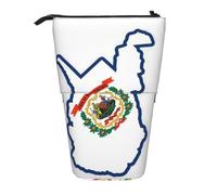 stujvc West Virginia State Flag Map Print Expandable Organizer Bag, Telescopic Pencil Case, with Adjustable Strap Portable Storage