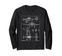 Stuka Dive Bomber WW2 German JU87D Stuka Plane Blueprints Long Sleeve T-Shirt