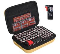stukcaze Battery Organizer Storage Case with Tester for AA AAA Button Battery Holder Carrying 3 Batteries Variety Pack 88 Batteries Zipper Mesh Bag (Batteries Not Included)